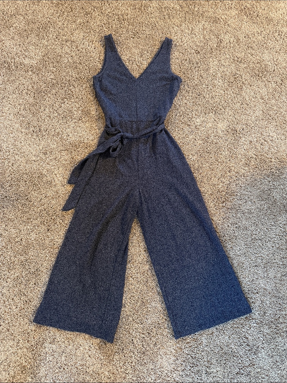 GAP Navy V-Neck Sleeveless Jumpsuit with Waist Tie
